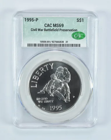 1995-P Civil War Battlefields Commemorative Silver Dollar MS69 CAC CACg