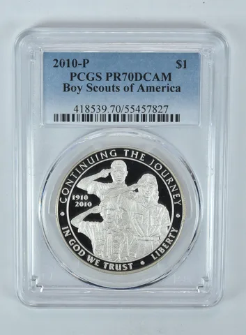 2010-P Boy Scouts Commemorative Dollar PR70 DCAM PCGS Blue Label