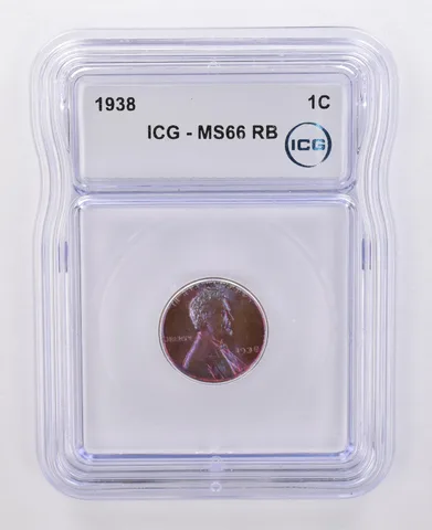 1938 Lincoln Wheat Cent MS66 RB ICG Beautiful Tone *0082
