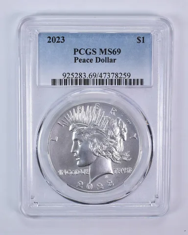 2023 Peace Silver Dollar MS69 PCGS Blue Label