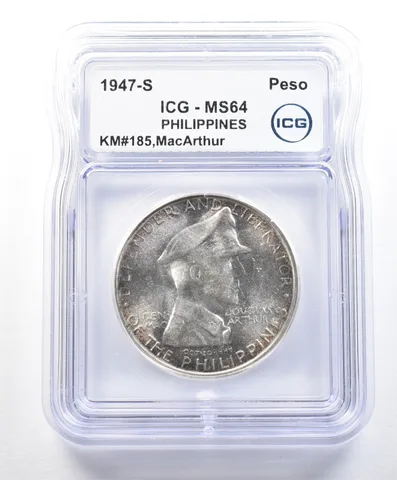 1947 S Philippines Peso MacArthur KM#185 MS64 ICG *9032