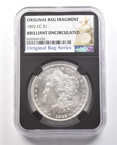 1892-CC Morgan Silver Dollar Original Bag Fragment BU NGC *6147