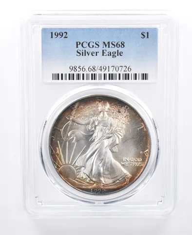 1992 American Silver Eagle MS68 PCGS Peripheral Tone *8612