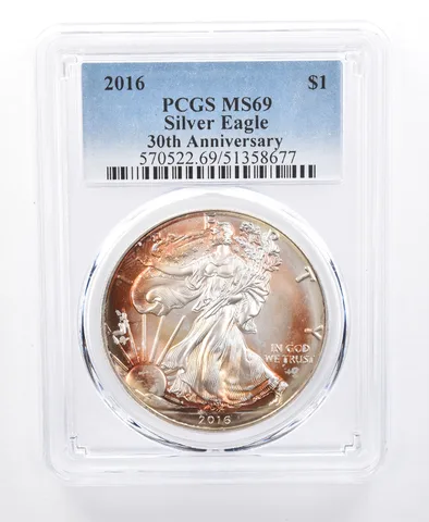 2016 American Silver Eagle MS69 PCGS Peripheral Tone *8622