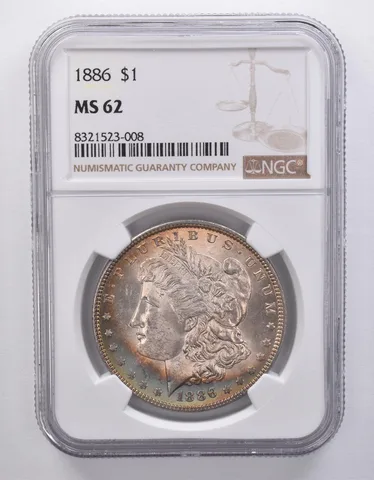 1886 Morgan Silver Dollar MS62 NGC Peripheral Tone *7169