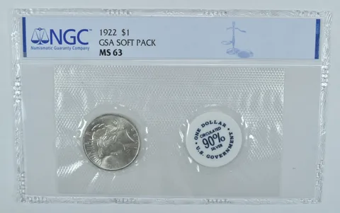 1922 Peace Silver Dollar GSA Soft Pack MS63 NGC a9180