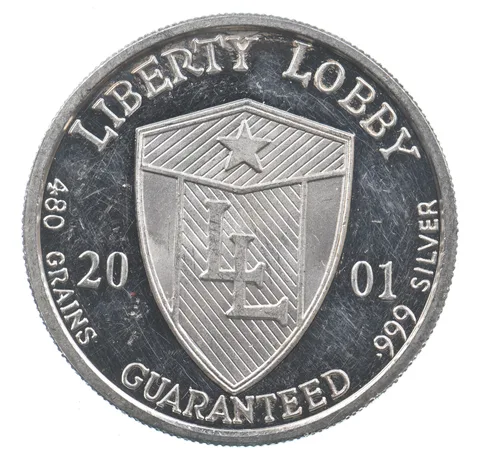 VINTAGE Art Bar/Round Liberty Lobby Sovereignty Jefferson Silver 1 T Oz. *272
