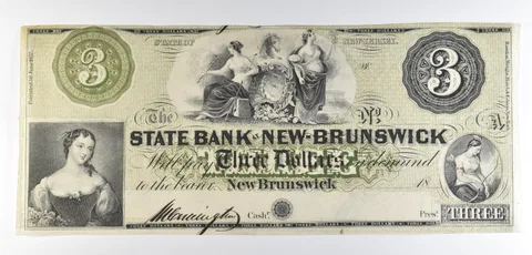 1800s $3 New Brunswick NJ State Bank Obsolete Note *8643