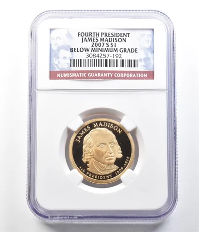 2007-S Presidential $1 James Madison Below Minimum Grade NGC ERROR Slab a3611
