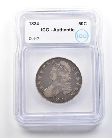 1824 Capped Bust Half Dollar O-117 Authentic ICG *2982