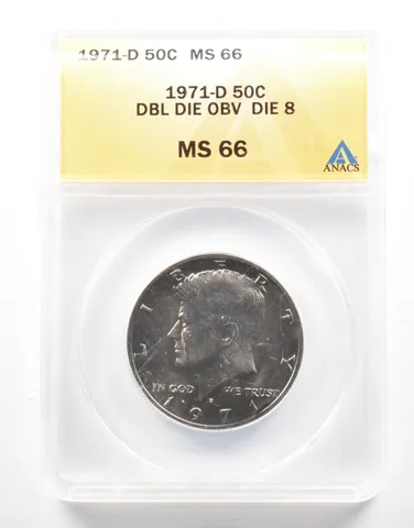 1971-D Kennedy Half Dollar DDO Die 8 MS66 ANACS *2120