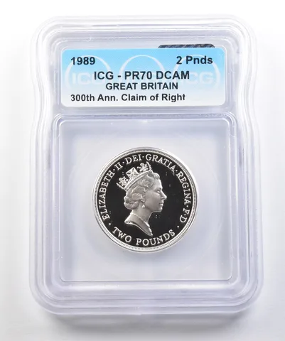 1989 Great Britain 2 Pounds 300th Anniversary Claim Of Right PR70 DCAM ICG *0441