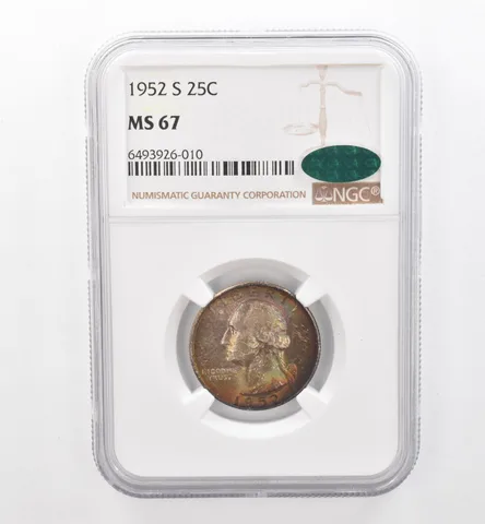 1952-S Washington Quarter MS67 NGC CAC Beautiful Tone *1836