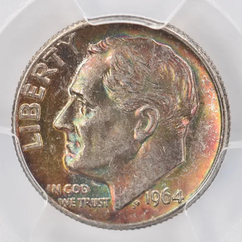 1964-D Roosevelt Dime AU58 PCGS Beautiful Tone *0806
