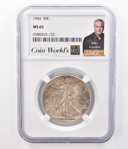 1944 Walking Liberty Half Dollar Miles Standish MS65 NGC Beautifully Toned *0025