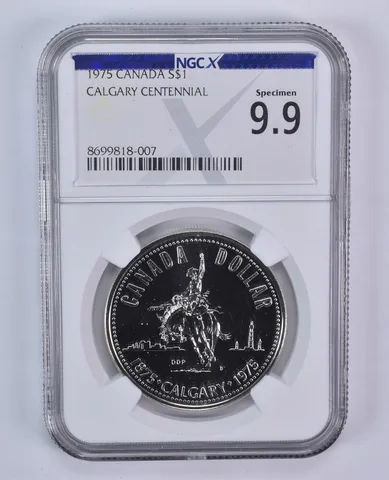 1975 Canada 1 Dollar Silver Calgary Specimen 9.9 NGC X NGCX