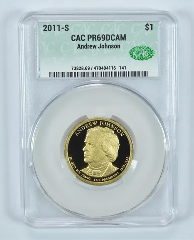 2011-S Presidential $1 Andrew Johnson PR69 DCAM CAC CACg