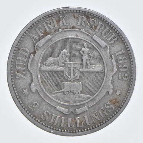SILVER - WORLD Coin - 1892 South Africa 2 Shillings - World Silver Coin *814