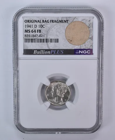 1941-D Mercury Dime Original Bag Fragment MS64 FB NGC
