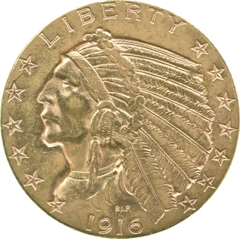 1916-S $5 Indian Head Gold Half Eagle *0666