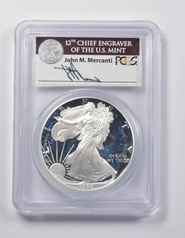 PR70 DCAM 1995-P American Silver Eagle Signed Mercanti PCGS *3875