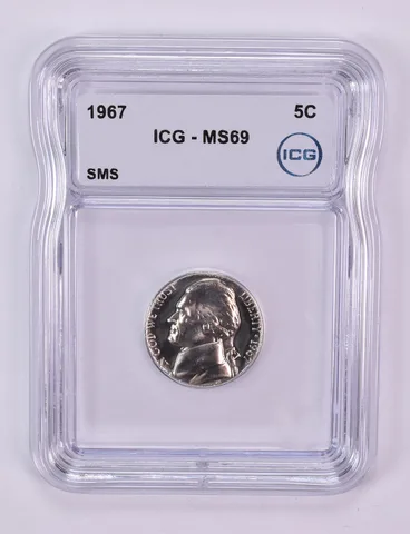 1967 Jefferson Nickel SMS MS69 ICG