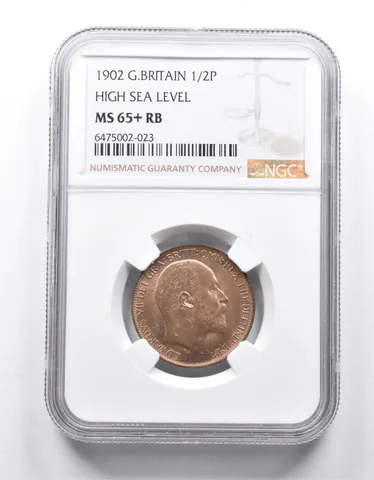 MS65+ RB 1902 Great Britain 1/2 Penny High Sea Level NGC *9939