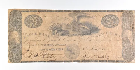 1822 $3 New Haven CT Eagle Bank Obsolete Note *0246