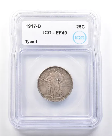 1917-D Standing Liberty Quarter Type 1 EF40 ICG *4128