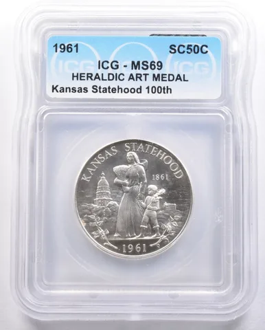 1961 So Called Half Dollar Kansas Statehood 100th MS69 ICG