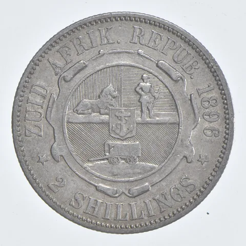 SILVER - WORLD Coin - 1896 South Africa 2 Shillings - World Silver Coin *791