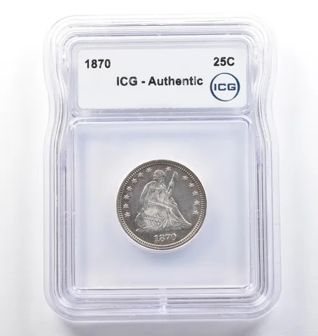 1870 Seated Liberty Quarter Authentic ICG *0070