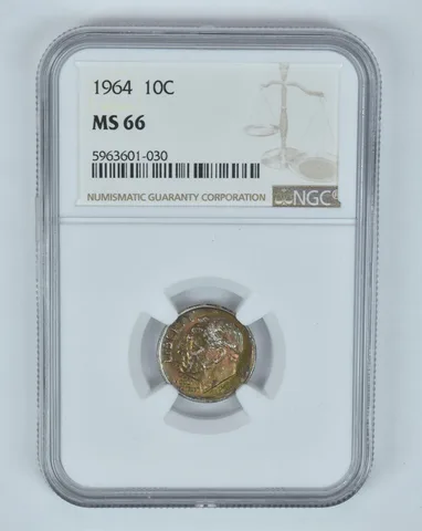 MS66 1964 Roosevelt Dime - Graded NGC Great Tone a8010