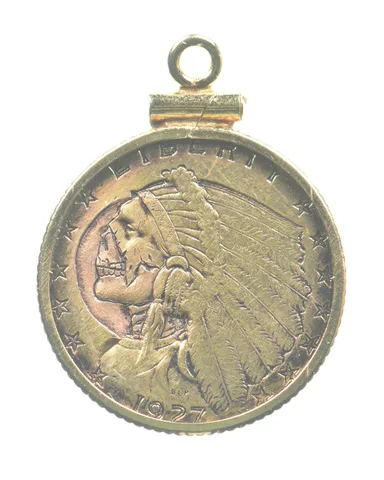 1927 $2.50 Indian Head Gold Quarter Eagle Carved Skull Hobo Nickel *5591