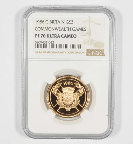 PF70 UCAM 1986 Great Britain 2 Gold Pounds - Commonwealth Games - NGC *6979
