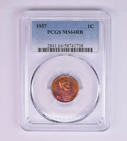 1957 Lincoln Wheat Cent MS64 RB PCGS Beautiful Tone *1224