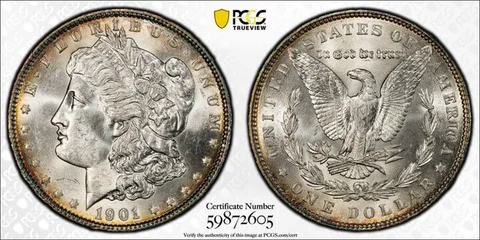 1901 Morgan Silver Dollar MS63 PCGS Beautiful Tone a1563
