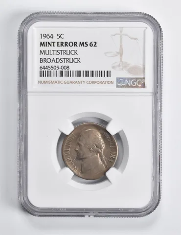 Error MS62 1964 Jefferson Nickel Multistruck Broadstruck NGC a1575