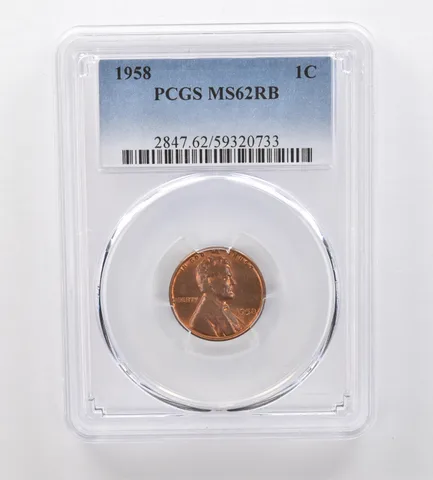 1958 Lincoln Wheat Cent MS62 RB PCGS Beautiful Tone *2052