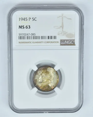 MS63 1945-P Jefferson Nickel - Graded NGC - INSANE Tone a8897