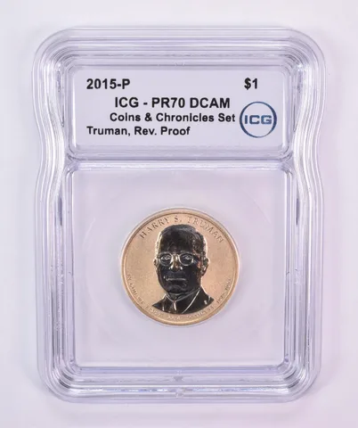 2015-P Presidential $1 Truman Coin & Chronicles Set Reverse PR70 DCAM ICG