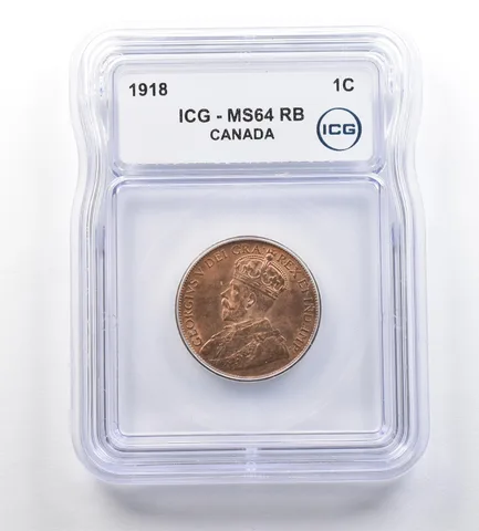 1918 Canada 1 Cent MS64 RB ICG *7633