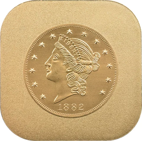 1882 $20 Liberty Head Gold Double Eagle 100.27g 24K Gold Plated Plate Coin *3903