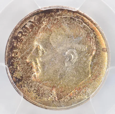 1946 Roosevelt Dime AU50 PCGS Beautiful Tone *0866