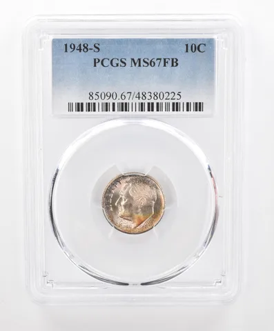 1948-S Roosevelt Dime MS67 FB PCGS Beautiful Tone *2796