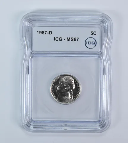 1987-D Jefferson Nickel MS67 ICG