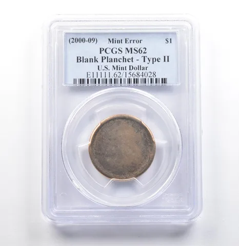 (2000-09) US Mint Dollar Mint Error Blank Planchet Type II MS62 PCGS *6864