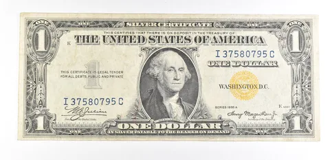 1935 A $1 Silver Certificate North Africa Yellow Seal Fr#2306 AU a9321
