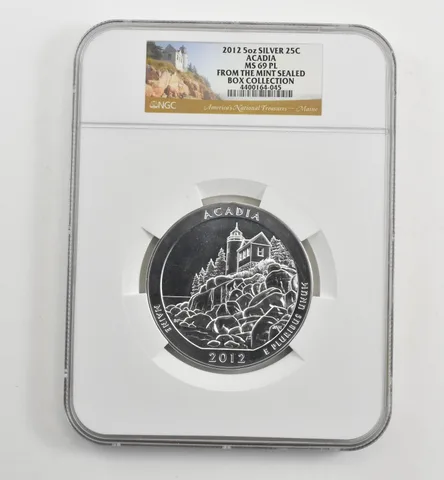 2012 5 Oz Silver Quarter America The Beautiful Acadia MS69 PL NGC *1617