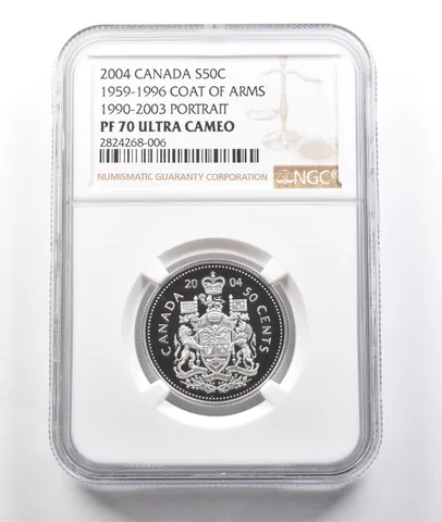 2004 Canada 50 Cents Silver 1959-1996 Coat Of Arms PF70 NGC *3805